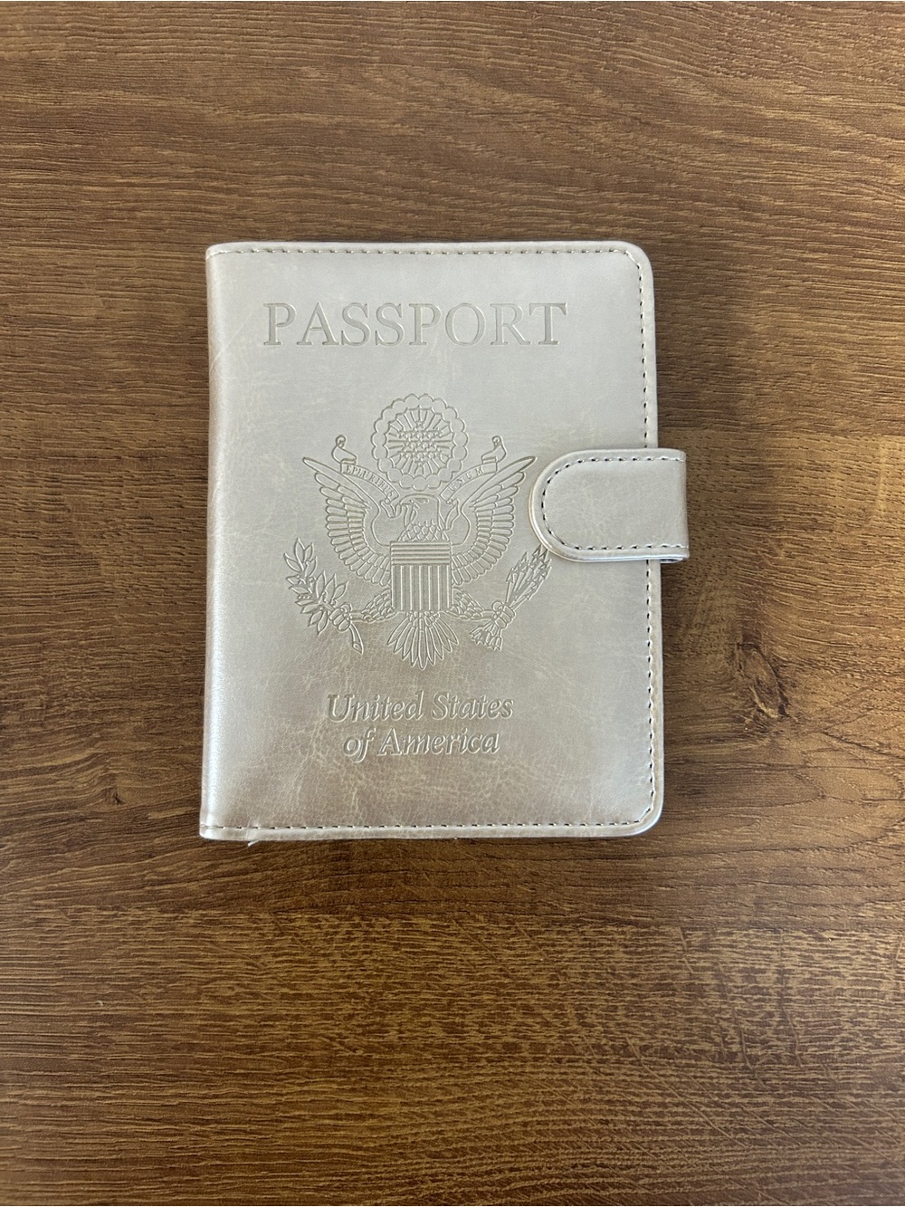 Cream Passport Wallet with Snap Closure